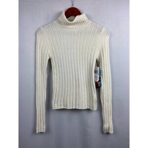 Energie Womens White Ribbed Turtleneck Sweater Size M Acrylic/Rayon/Spandex